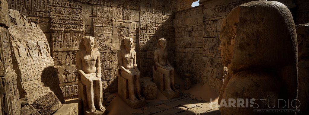 temple Égypte reconstitution historique 3d