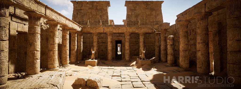 Temple Égypte reconstitution historique 3d